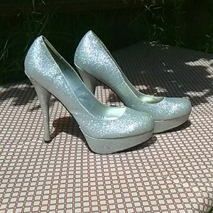 Sparkly gray heels